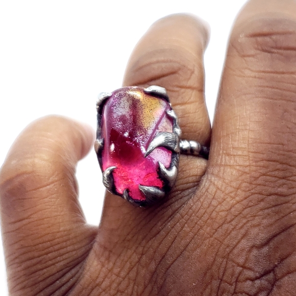 Pink aura quartz crystal ring statement ring - Picture 10 of 12